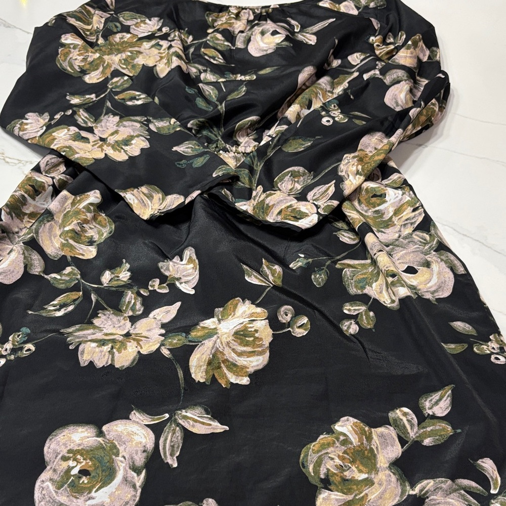 J. Crew Black Floral Long Sleeve Dress - Picture 8 of 8